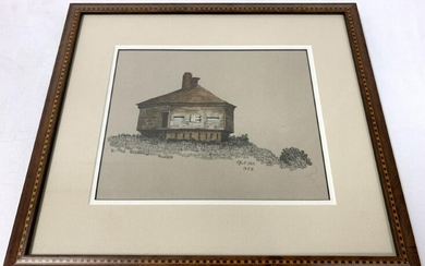 ELLIOT ORR INK & WATERCOLOR PAINTING OF A HOUSE