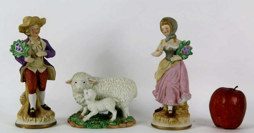 ENGLISH BISQUE PORCELAIN FIGURAL GROUPING