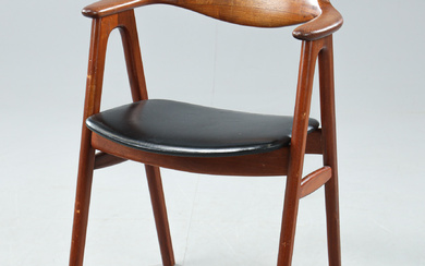 ERIK KIRKEGAARD, an armchair for Høng Stole, Denmark, teak with artificial leather, 1960s.