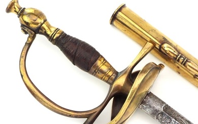 Early 19 century small sword with profoundly etched blade, possibly Russian , circa 1830-1840