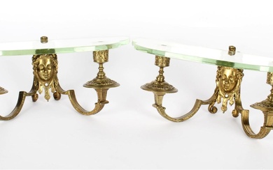 Early 20th Century French Style Bronze Figural Wall Shelf Pair