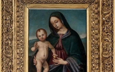 Ecole BOLONAISE du XVIIème siècle. "Vierge à l'Enfant"....