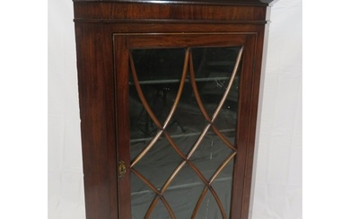 Edwardian mahogany corner wall display cabinet with angled t...