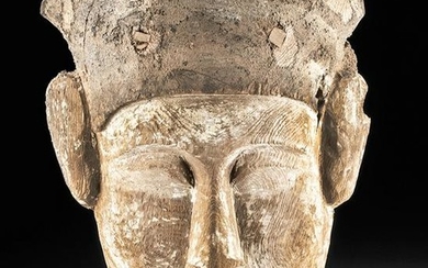 Egyptian Cedar / Painted Gesso Mummy Mask