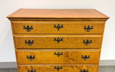 Eldred Wheeler Chippendale-style Tiger Maple Chest of Drawers