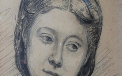 Emile Auguste CAROLUS-DURAN (1837-1917). Portrait d'élégante. Fusain signé, dédicacé et daté 1870. 39 x 26,5...