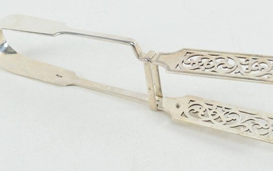 English Victorian sterling silver toast tongs. Pierced