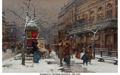 Eugène Galien- Laloue (1854-1941), Paris, Boulevard en hiver