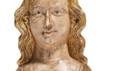 FEMALE BUST / RELIQUARY DESIGNED AS A HEAD Gothic type, Rhenish, probably 14th century.