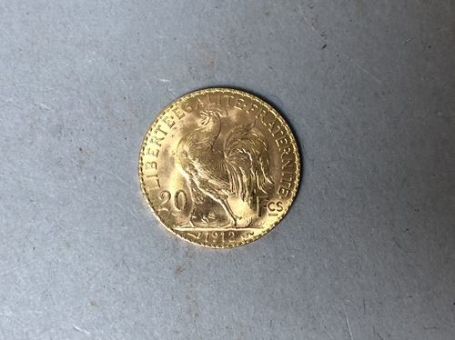 FRANCE. 20 gold francs of 1912. Weight :...