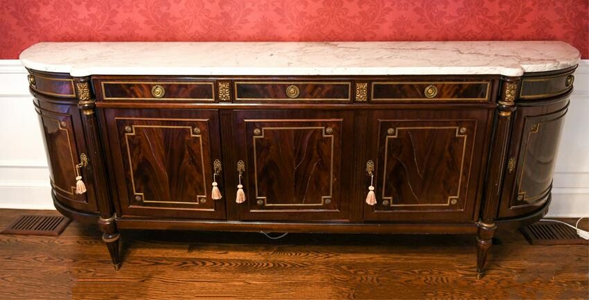 FRENCH EMPIRE STYLE MARBLE TOP SIDEBOARD