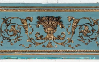 FRENCH PAINTED CARVED GILT WOOD PANEL C.1890