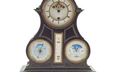 FRENCH SLATE CLOCK, BAROMETER & THERMOMETER, ACHILLE