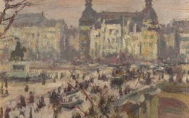 Félix Denayer, Belgian 1875-1934- Le Pont Neuf à Paris, circa 1900; oil on canvas, signed lower left, 27x22cm Provenance: Private Collection, London
