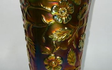 Fenton Peacock Carnival Glass Vase