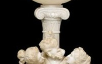 Figural Carved Alabaster "Three Graces" Lamp
