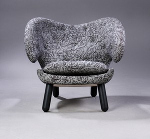 Finn Juhl. Lounge chair 'The Pelican' Artwork Edition, exhibition model with Asger Jorn motifs