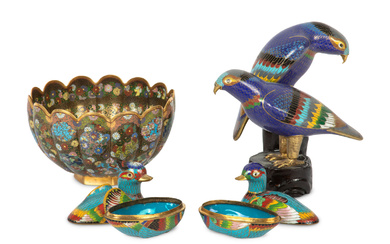 Five Japanese and Chinese Cloisonné articles