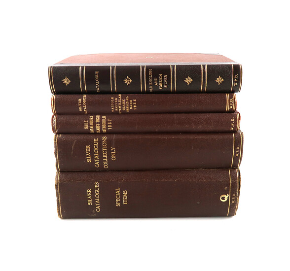 Five bound volumes of Christies and Sotheby's catalogues