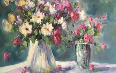 Floral Still Life, Oil Painting, Signed c. 2000