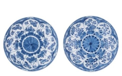 Four Chinese blue and white 'Chrysanthemum' dishes, two...