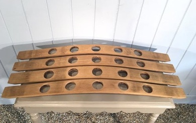 Four French Oak Wine Barrel Stave Tabletop Candelabra