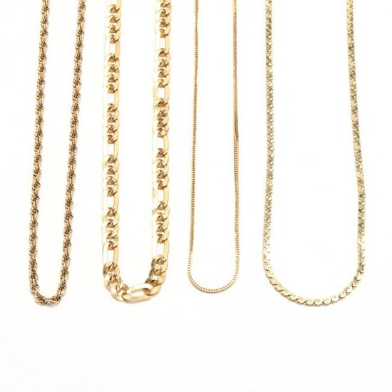 Four Gold Chain Necklaces