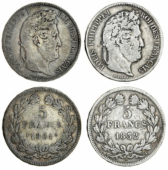 France, Restored Kingdom, Louis-Philippe I (1830-48), 5-Francs, Limoges [I] (2), transitional t...