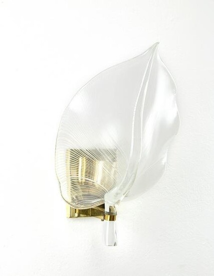 Franco Luce Wall lamp. Murano, 1970s. Brass structure