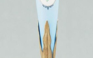 French Enamelporcelain Vase In Gilt Bronze Holder