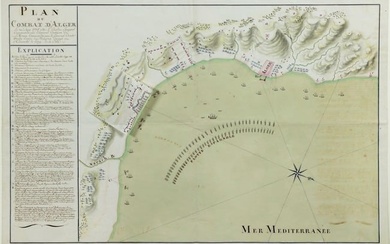 French Manuscript Map of the Spanish Attack of Algiers, 1775