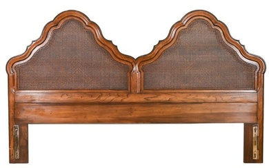 French Provincial Carved Cane Back Headboard