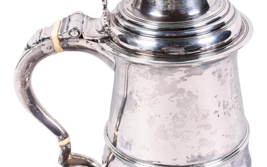 GEORGE III SILVER TANKARD BEARING ARMORIAL DEVICE FOR THE MOSLEY FAMILY, LONDON 1776, MAKER'S MARK FOR JOHN SCOFIELD Height: 8 1/2 in. (21.6 cm.)