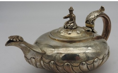 GEORGE IV SILVER TEAPOT HAVING CHINESE FIGURAL FINIAL BY HEN...