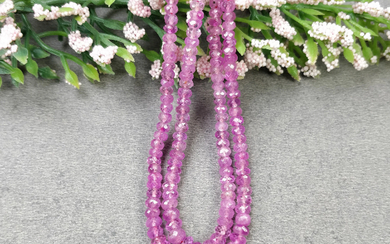 Pink SAPPHIRE Beads Necklace : Natural Untreated Unheated Genuine 2.5mm-5mm Sapphire Faceted Beads 8.50"-8.75" 2 Lines