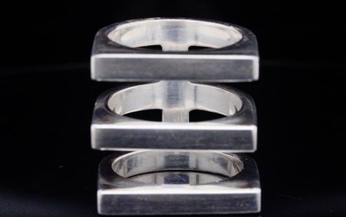 Georg Jensen Sterling Silver Aria Flat Top 3-Band Ring