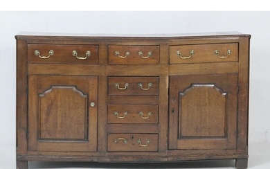 George III oak enclosed dresser, late 18th Century, fitted w...