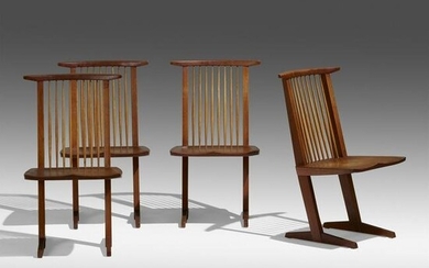 George Nakashima, Rare Conoid chairs, set of four