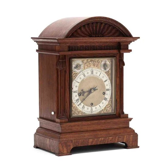 German Oak Bracket Clock Retailed Through J.E. Caldwell