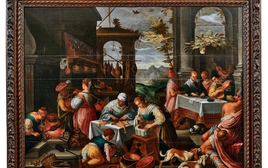 Gleichnis vom reichen Mann und vom armen Lazarus, Flämischer Maler des 17. Jh. nach Leandro Bassano