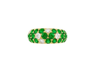 Gold, Green Garnet and Diamond Ring