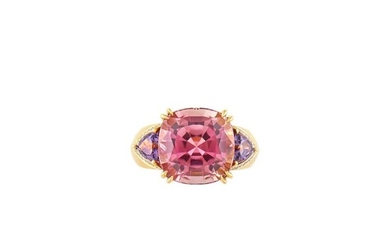 Gold, Pink Tourmaline, Amethyst and Diamond Ring