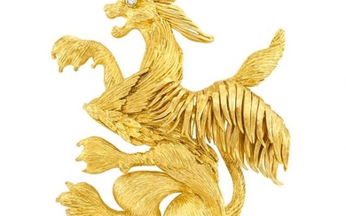 Gold and Diamond Griffin Clip-Brooch, Ilias Lalaounis