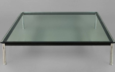 Grande table basse Le Corbusier Modèle LC10, dessin 1928, réalisation Cassina, Italie, années 1990, piétement...