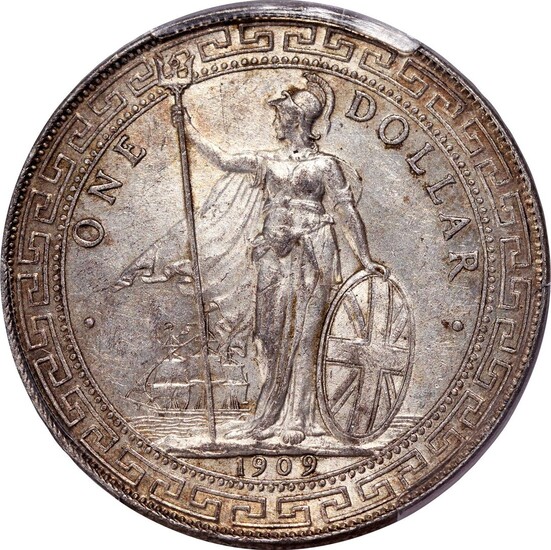 Great Britain, silver trade dollar, 1909-B, (Prid 19)