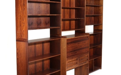 Grete Jalk: A Brazilian shelf system consisting of secretary and five bookcases. Manufactured by P. Jeppesen. H. 215. W. 324. D. 30/43 cm. (6)