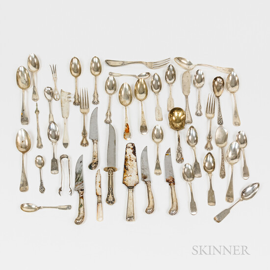 Group of Assorted Sterling Silver, Coin Silver, and Silver-plated Flatware