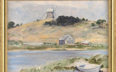 HAROLD C. DUNBAR (Massachusetts, 1882-1953), Chatham Windmill., Oil on canvas, 11” x 14”