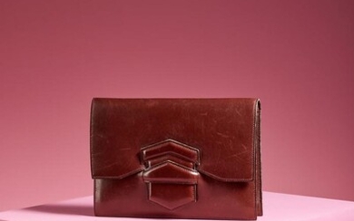 Hermes, "Faco" pochette in burgundy leather.