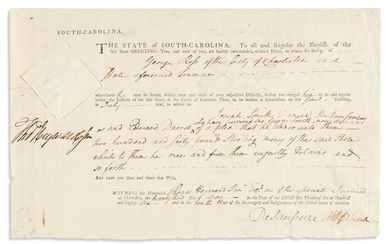 HEYWARD, THOMAS; JR. Partly-printed Document Signed